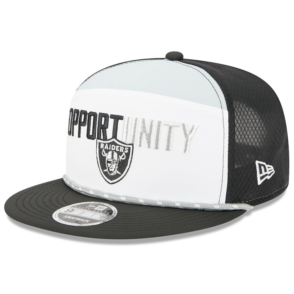 Las Vegas Raiders New Era 2025 Inspire Change Split Panel 9FIFTY Snapback Hat - White/Black cheap
