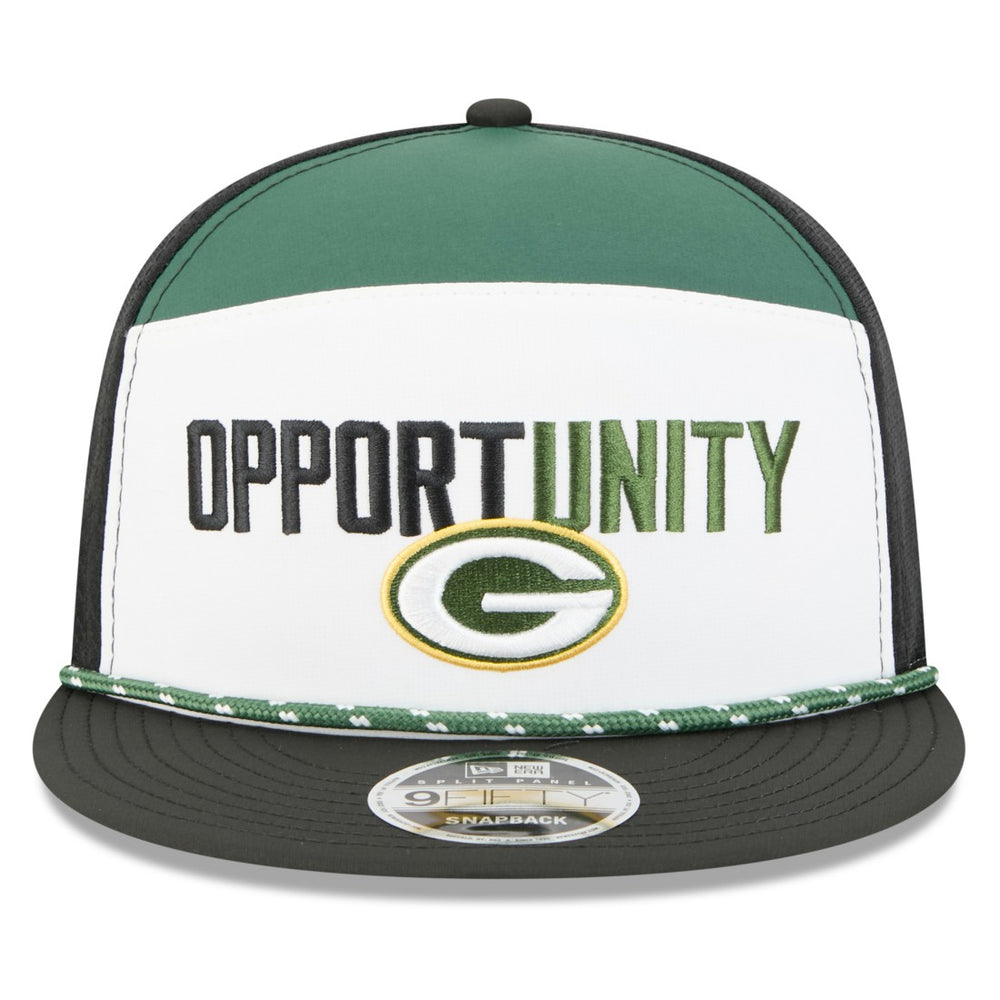 Green Bay Packers New Era 2025 Inspire Change Split Panel 9FIFTY Snapback Hat - White/Black for sale