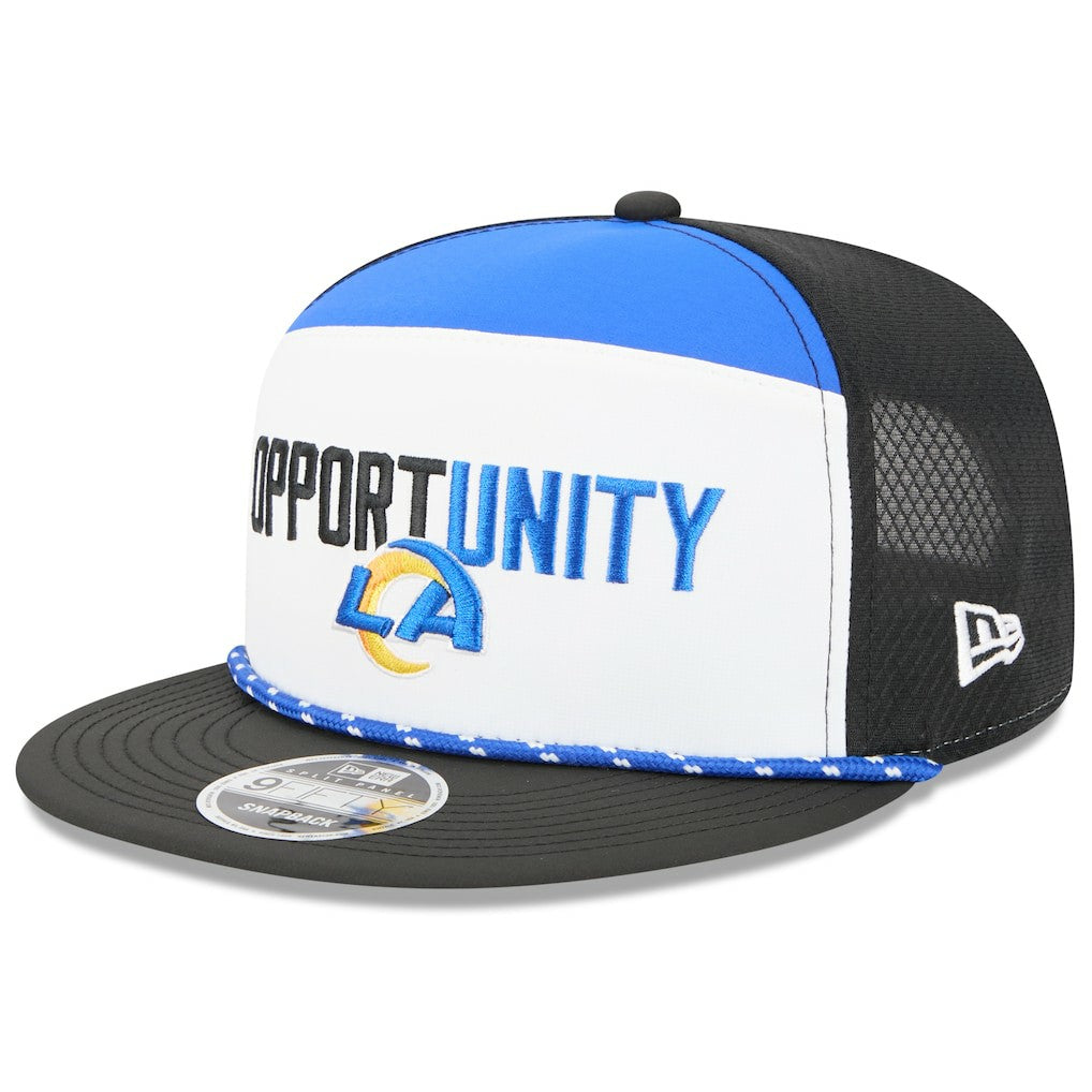 Los Angeles Rams New Era 2025 Inspire Change Split Panel 9FIFTY Snapback Hat - White/Black for sale