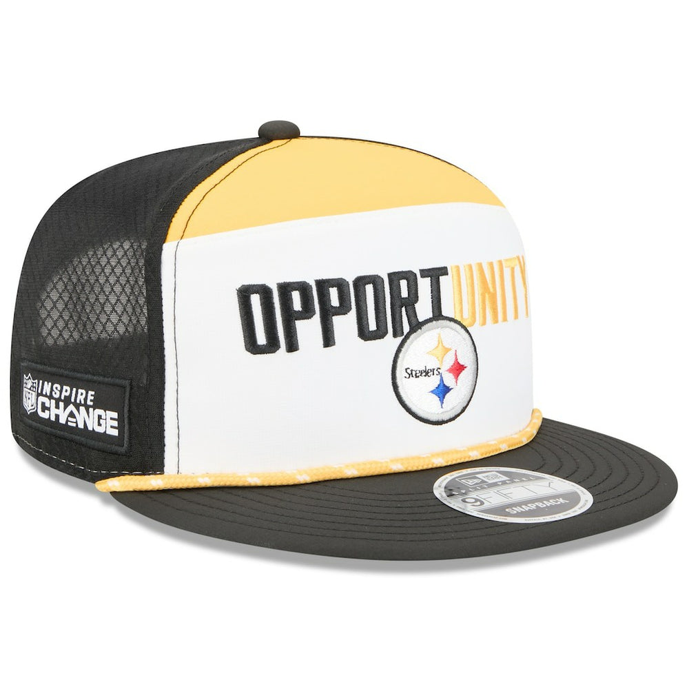 Pittsburgh Steelers New Era 2025 Inspire Change Split Panel 9FIFTY Snapback Hat - White/Black on sale