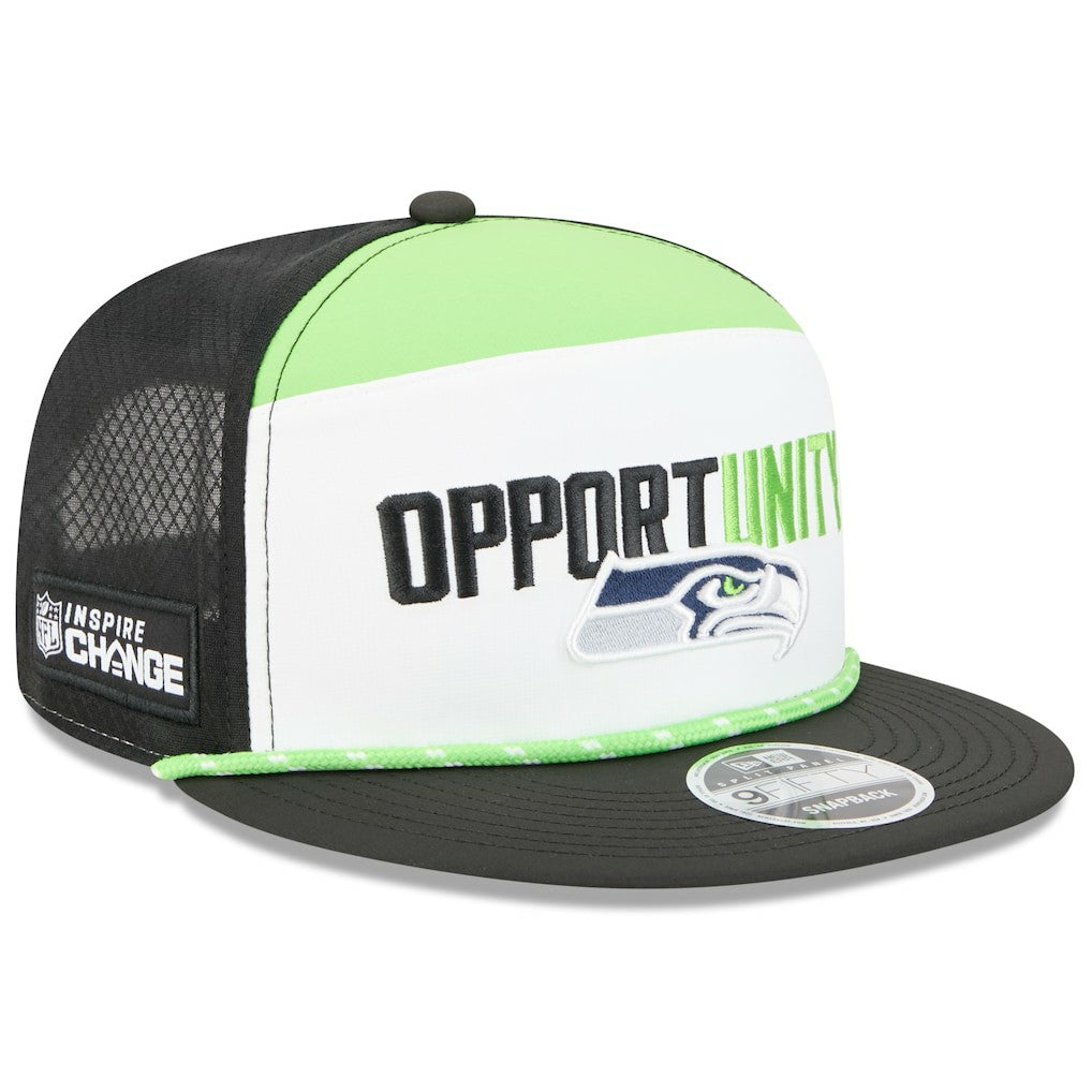 Seattle Seahawks New Era 2025 Inspire Change Split Panel 9FIFTY Snapback Hat - White/Black online