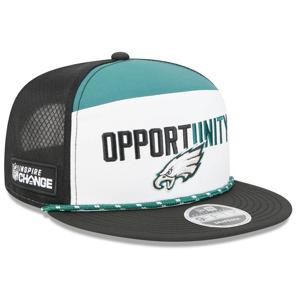 Philadelphia Eagles New Era 2025 Inspire Change Split Panel 9FIFTY Snapback Hat - White/Black discount