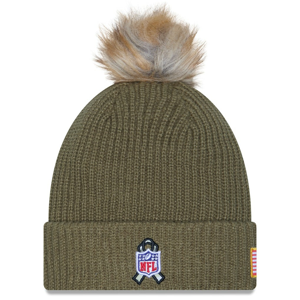 Las Vegas Raiders New Era Women's 2025 Salute to Service Cuffed Knit Hat with Pom - Dark Green discount