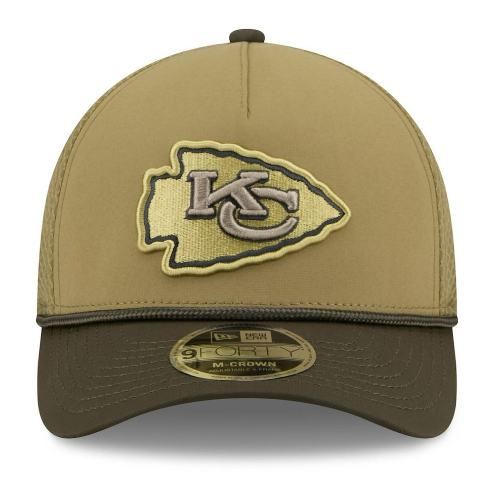 Kansas City Chiefs New Era Youth 2025 Salute to Service 9FORTY A-Frame Adjustable Hat - Green/Dark Green for sale