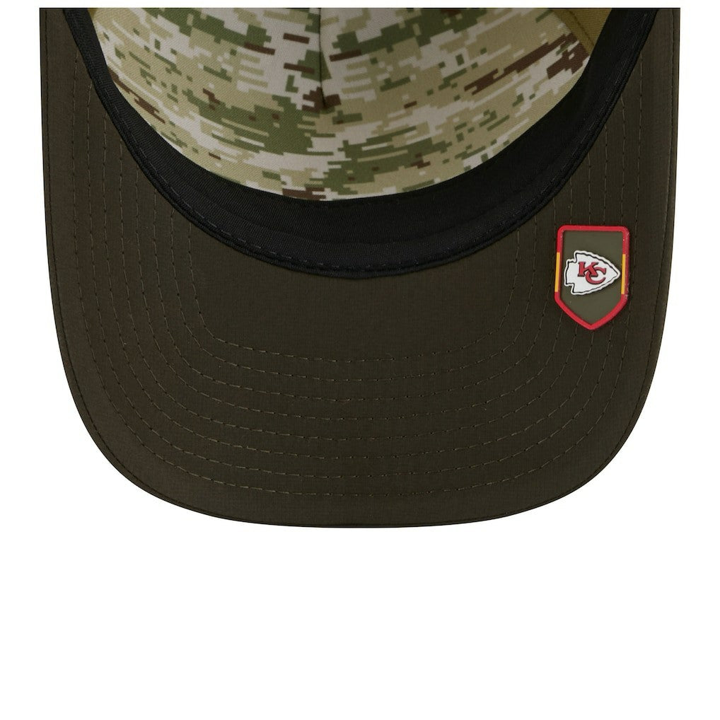Kansas City Chiefs New Era Youth 2025 Salute to Service 9FORTY A-Frame Adjustable Hat - Green/Dark Green for sale
