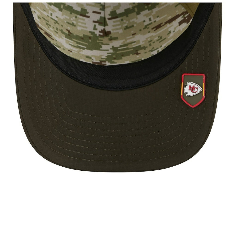 Kansas City Chiefs New Era Youth 2025 Salute to Service 9FORTY A-Frame Adjustable Hat - Green/Dark Green for sale