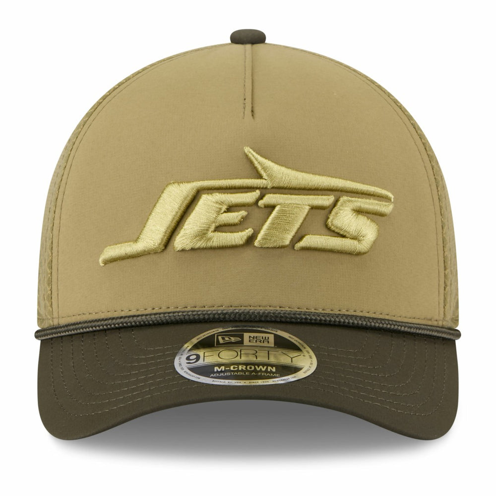 New York Jets New Era Youth 2025 Salute to Service 9FORTY A-Frame Adjustable Hat - Green/Dark Green on sale