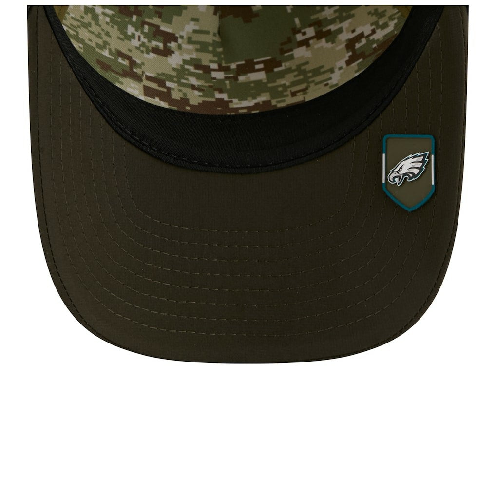 Philadelphia Eagles New Era Youth 2025 Salute to Service 9FORTY A-Frame Adjustable Hat - Green/Dark Green sale