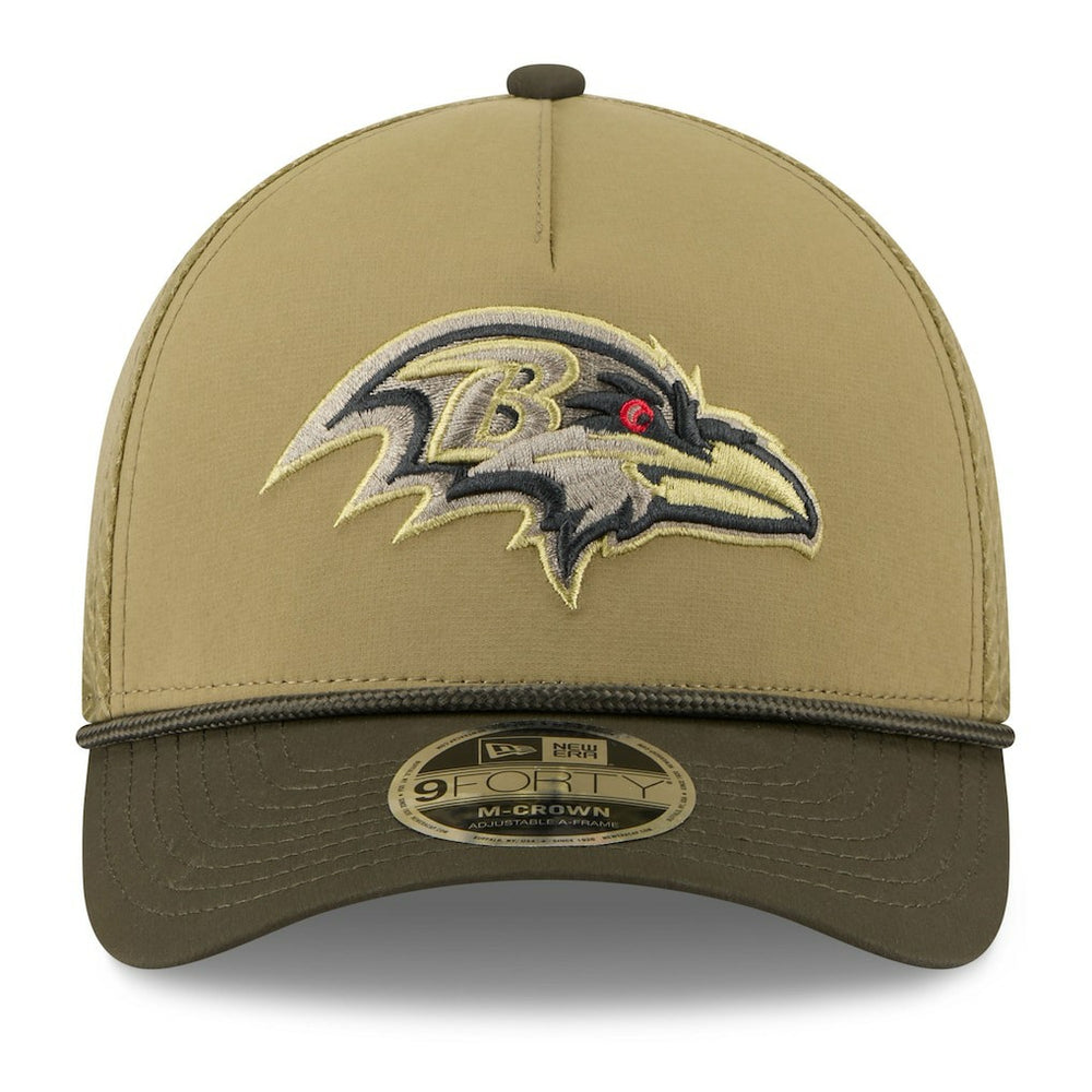 Baltimore Ravens New Era Youth 2025 Salute to Service 9FORTY A-Frame Adjustable Hat - Green/Dark Green for sale