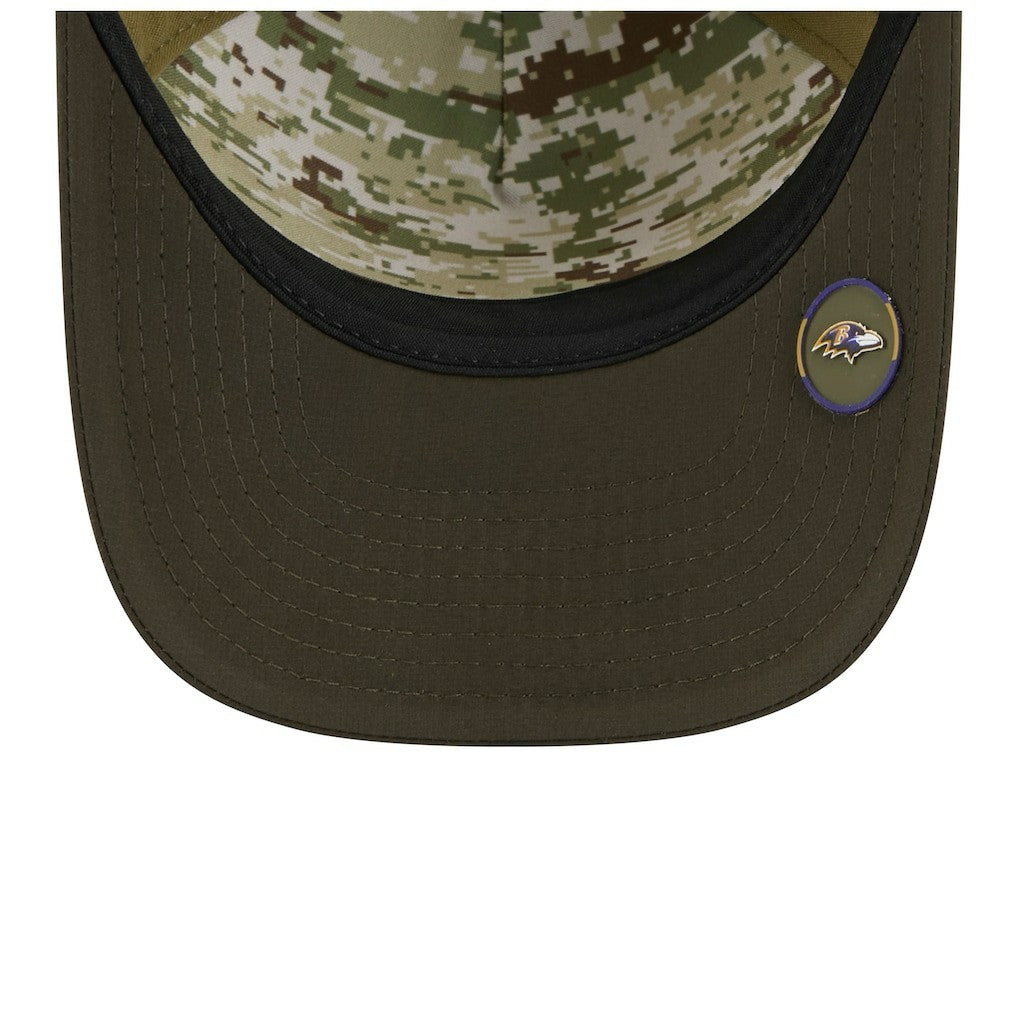 Baltimore Ravens New Era Youth 2025 Salute to Service 9FORTY A-Frame Adjustable Hat - Green/Dark Green for sale