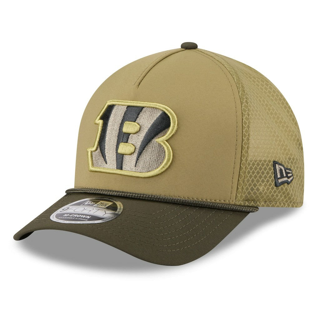 Cincinnati Bengals New Era Youth 2025 Salute to Service 9FORTY A-Frame Adjustable Hat - Green/Dark Green on sale
