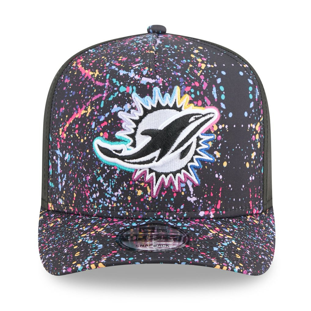Miami Dolphins New Era 2025 NFL Crucial Catch A-Frame 9FIFTY Snapback Hat - Black cheap