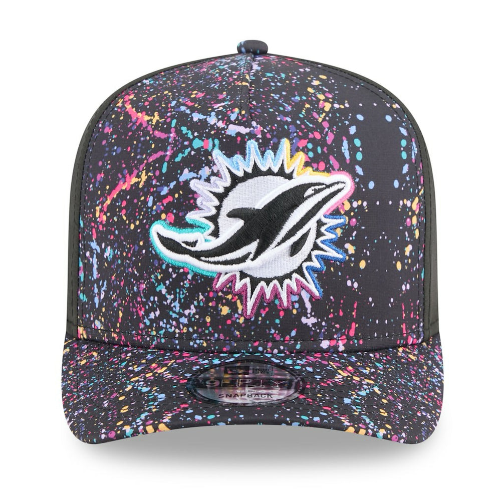 Miami Dolphins New Era 2025 NFL Crucial Catch A-Frame 9FIFTY Snapback Hat - Black cheap
