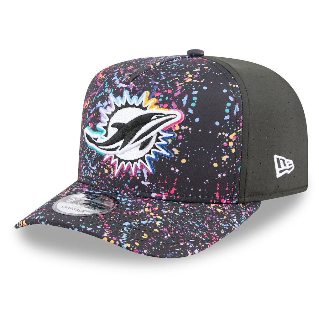Miami Dolphins New Era 2025 NFL Crucial Catch A-Frame 9FIFTY Snapback Hat - Black cheap