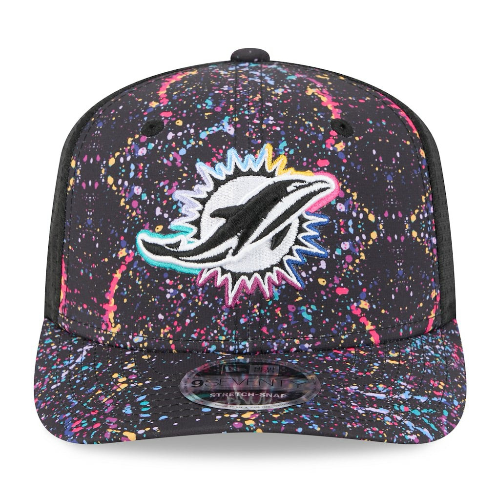 Miami Dolphins New Era 2025 NFL Crucial Catch 9SEVENTY Adjustable Hat - Black discount