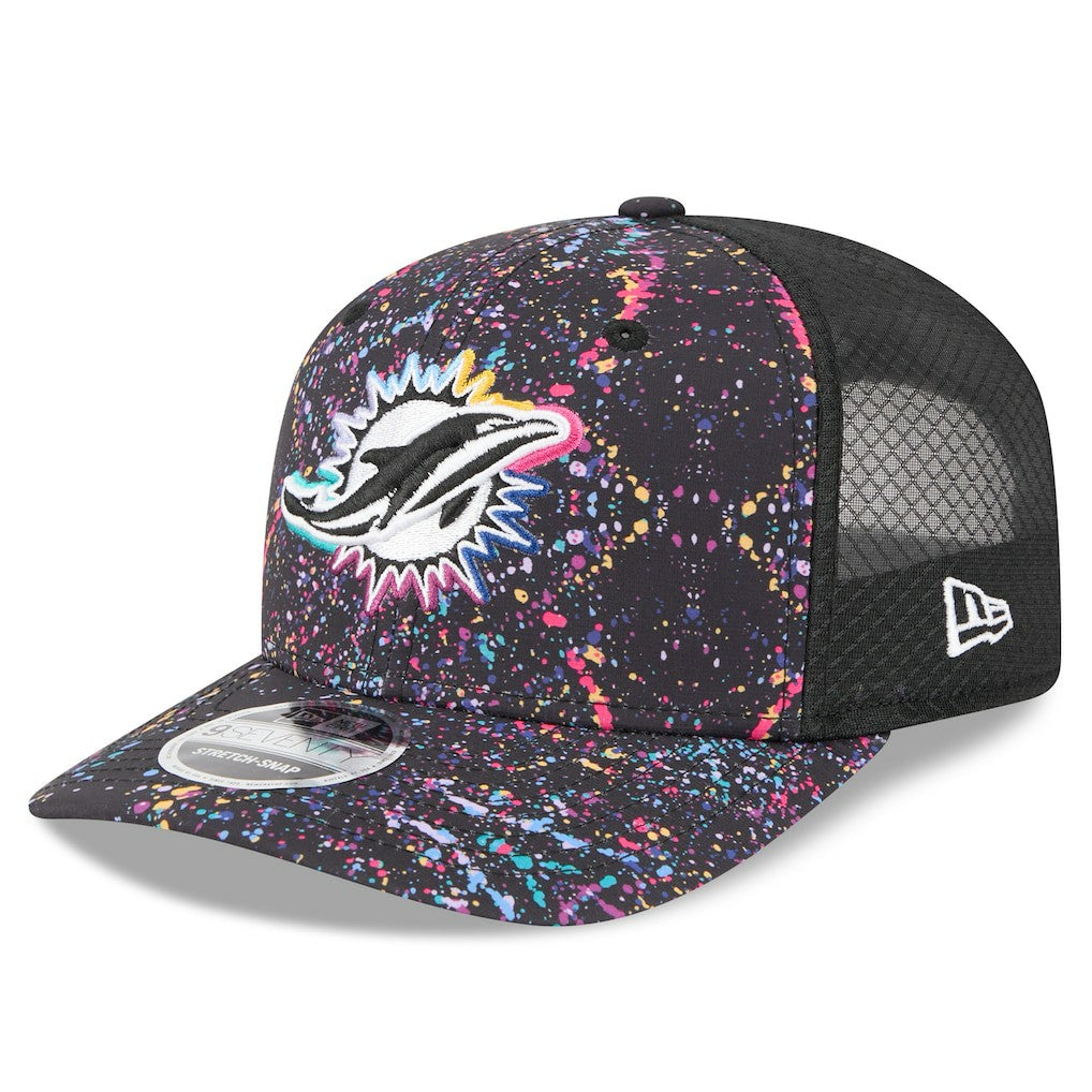 Miami Dolphins New Era 2025 NFL Crucial Catch 9SEVENTY Adjustable Hat - Black discount