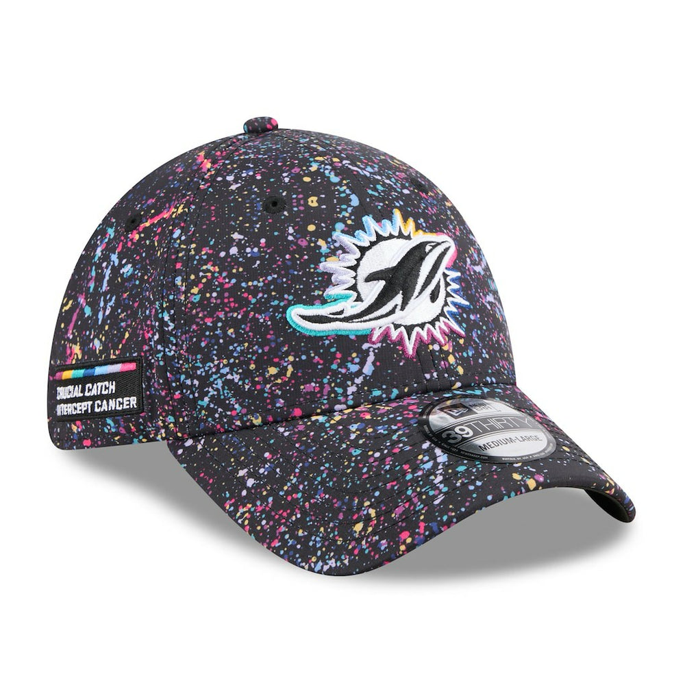 Miami Dolphins New Era 2025 NFL Crucial Catch 39THIRTY Flex Hat - Black cheap