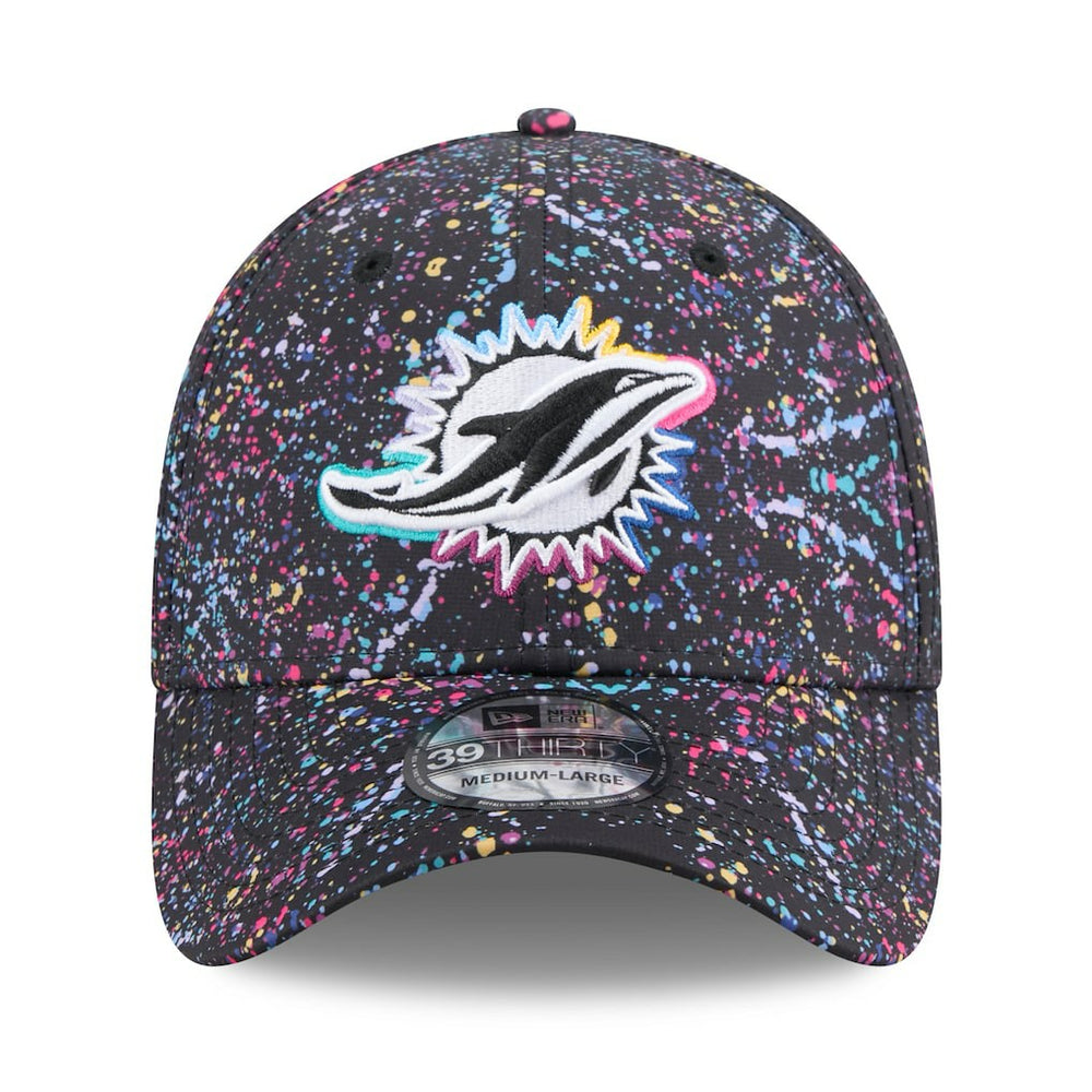 Miami Dolphins New Era 2025 NFL Crucial Catch 39THIRTY Flex Hat - Black cheap