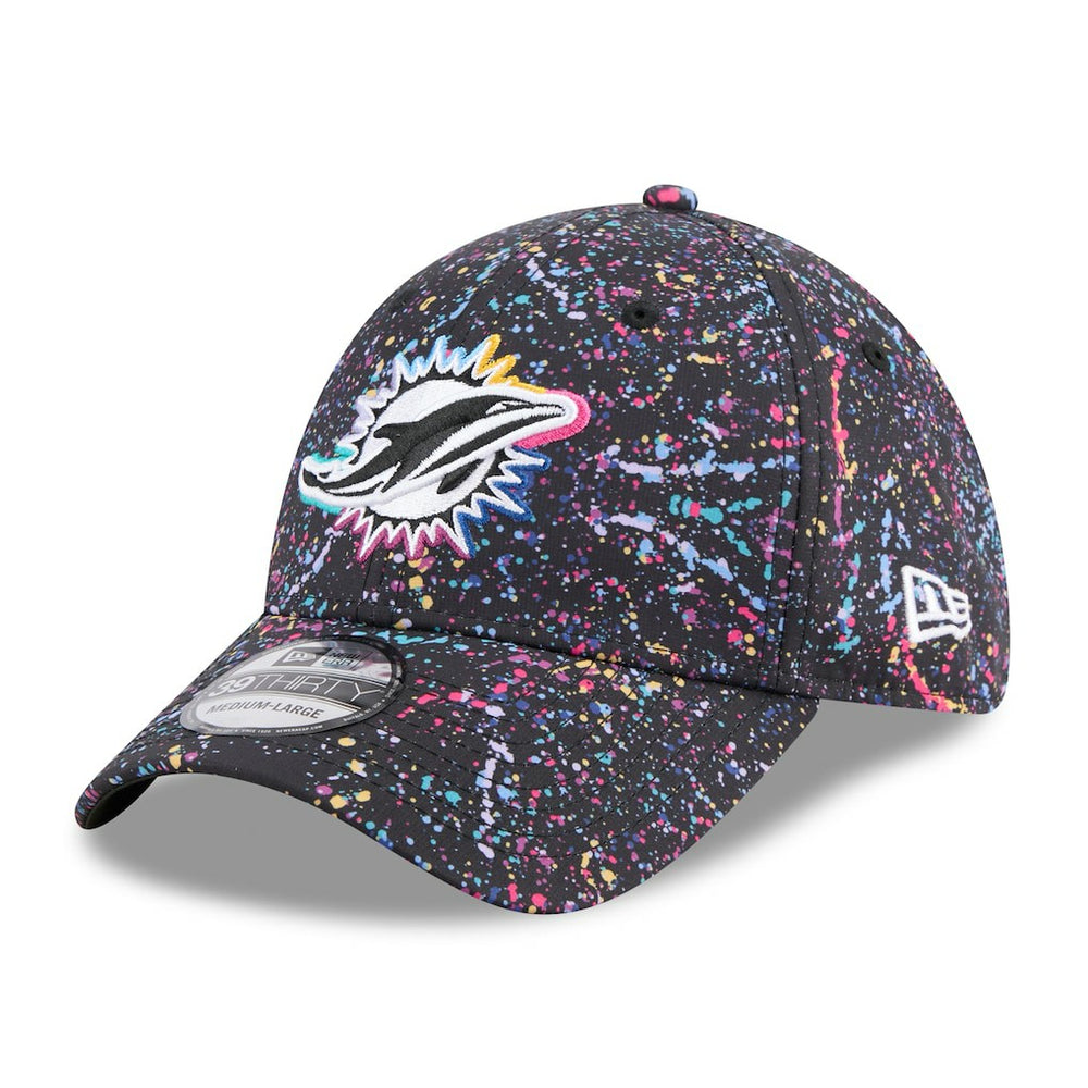Miami Dolphins New Era 2025 NFL Crucial Catch 39THIRTY Flex Hat - Black cheap