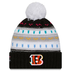 Cincinnati Bengals New Era Women's 2025 NFL Crucial Catch Cuffed Knit Hat with Pom - Black online