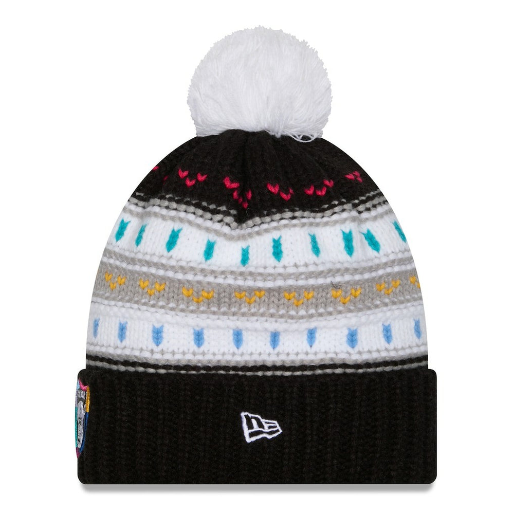 Las Vegas Raiders New Era Women's 2025 NFL Crucial Catch Cuffed Knit Hat with Pom - Black on sale
