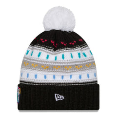 Las Vegas Raiders New Era Women's 2025 NFL Crucial Catch Cuffed Knit Hat with Pom - Black on sale
