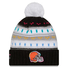 Cleveland Browns New Era Women's 2025 NFL Crucial Catch Cuffed Knit Hat with Pom - Black discount