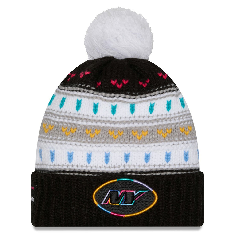 New York Jets New Era Women's 2025 NFL Crucial Catch Cuffed Knit Hat with Pom - Black cheap