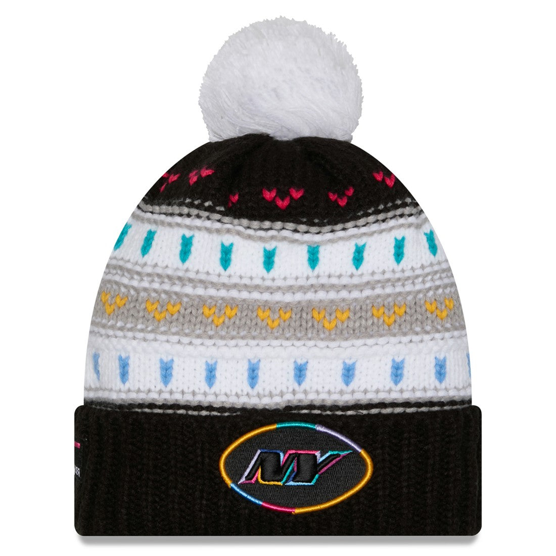 New York Jets New Era Women's 2025 NFL Crucial Catch Cuffed Knit Hat with Pom - Black cheap