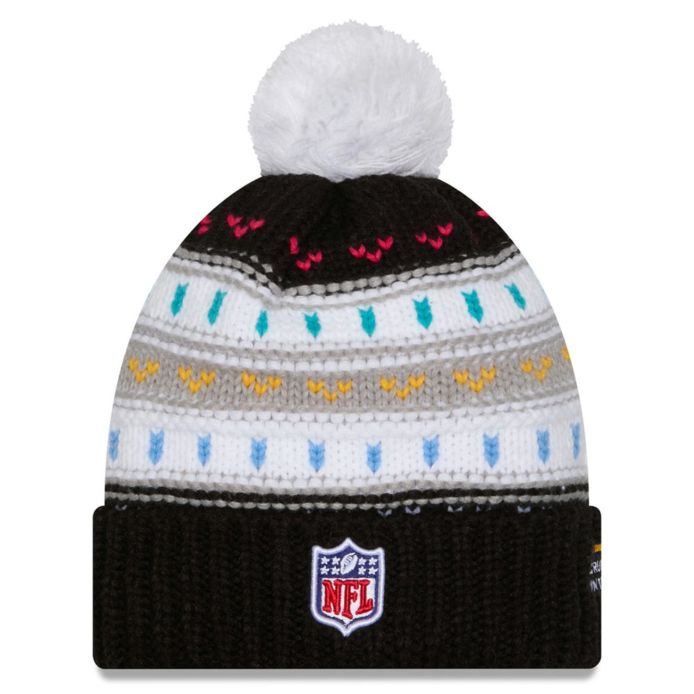 Tampa Bay Buccaneers New Era Women's 2025 NFL Crucial Catch Cuffed Knit Hat with Pom - Black for sale