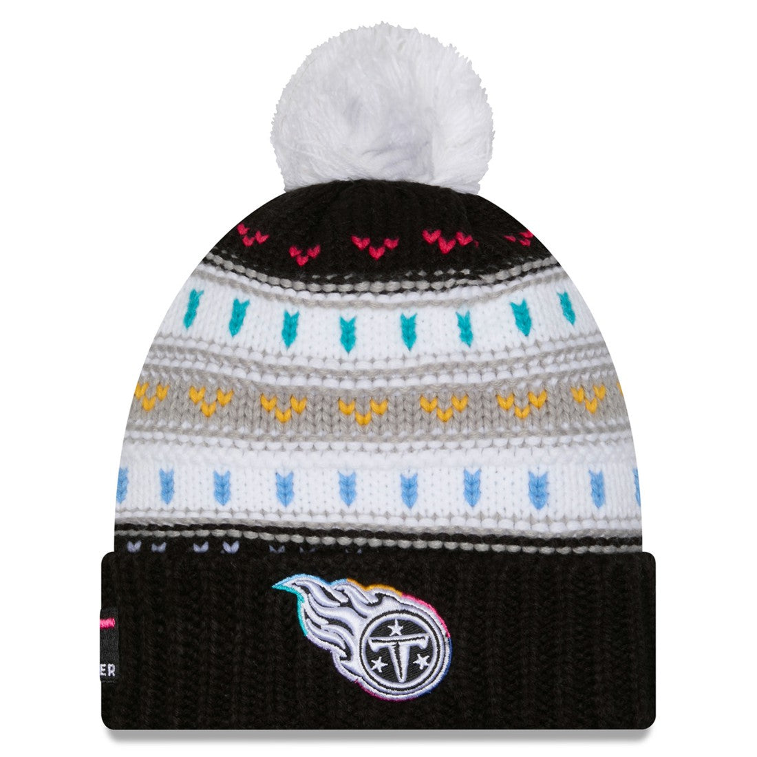 Tennessee Titans New Era Women's 2025 NFL Crucial Catch Cuffed Knit Hat with Pom - Black outlet