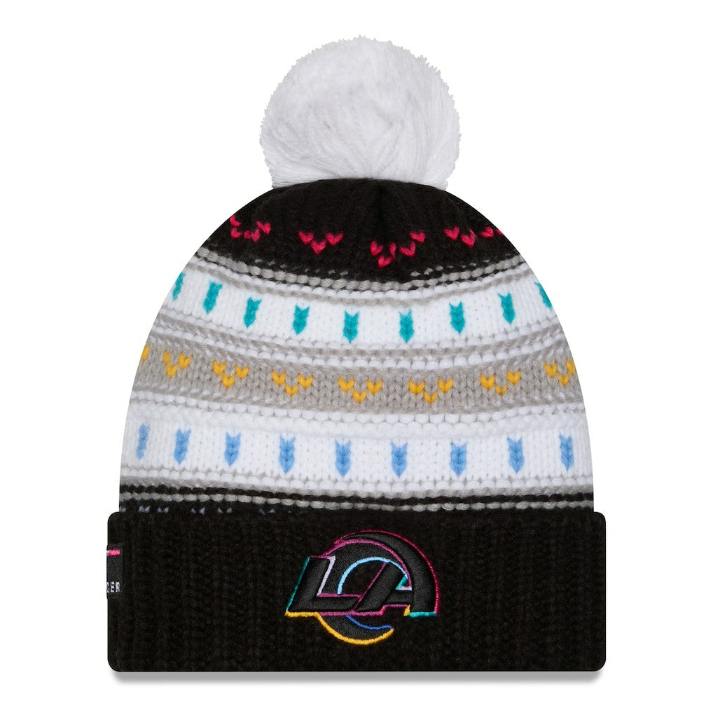 Los Angeles Rams New Era Women's 2025 NFL Crucial Catch Cuffed Knit Hat with Pom - Black online