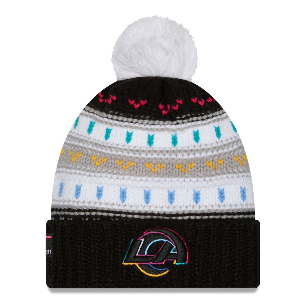 Los Angeles Rams New Era Women's 2025 NFL Crucial Catch Cuffed Knit Hat with Pom - Black online