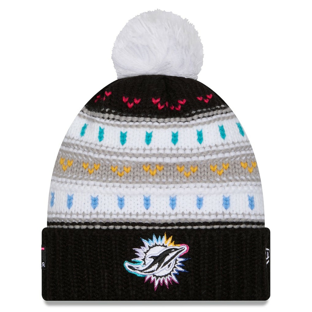 Miami Dolphins New Era Women's 2025 NFL Crucial Catch Cuffed Knit Hat with Pom - Black online