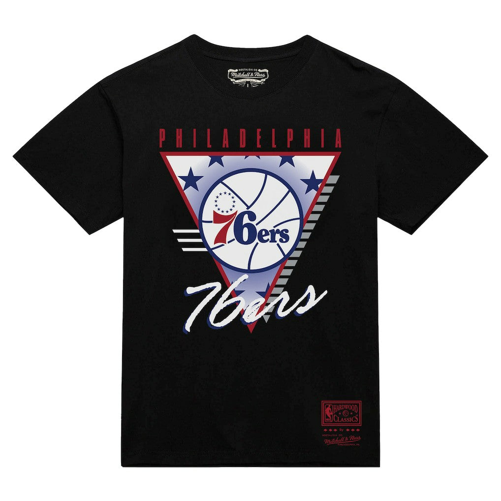 Philadelphia 76ers Worldwide Collection Tri-Logo T-Shirt - Black | Mitchell & Ness for sale
