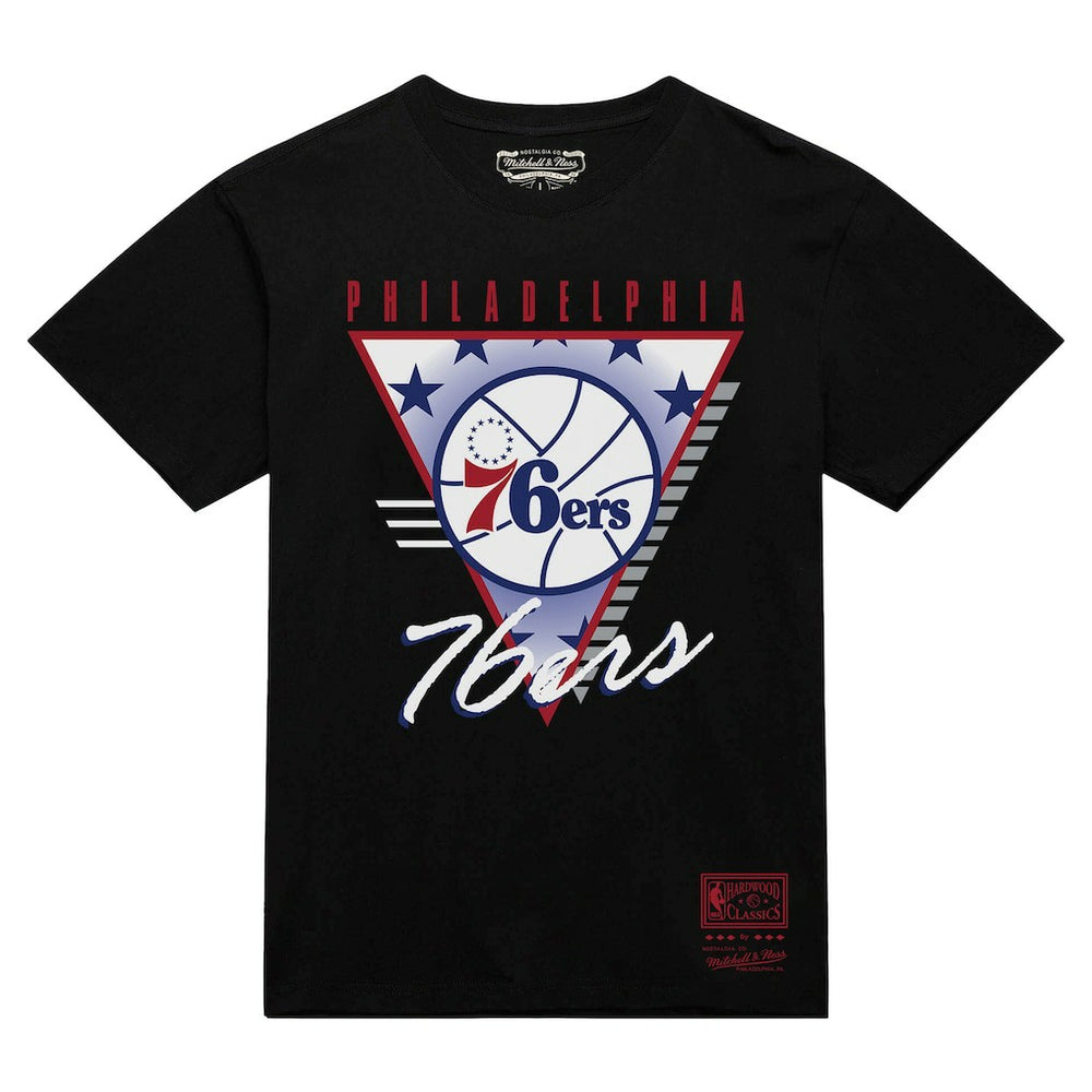 Philadelphia 76ers Worldwide Collection Tri-Logo T-Shirt - Black | Mitchell & Ness for sale