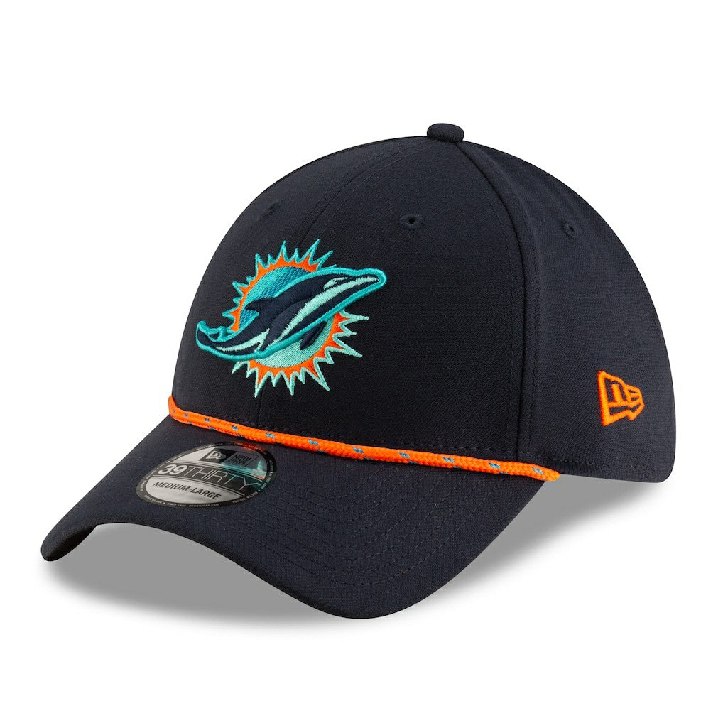 Miami Dolphins New Era 2025 Rivalries Collection Sideline 39THIRTY Flex Hat - Pitch Blue for sale