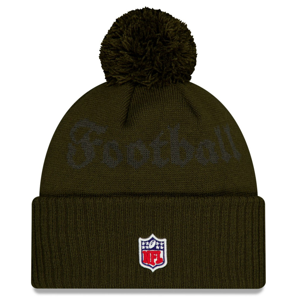 New York Jets New Era 2025 Rivalries Collection Sideline Cuffed Knit Hat with Pom - Gotham Green sale