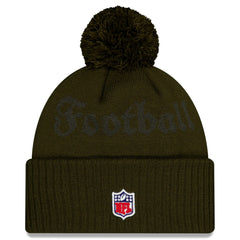 New York Jets New Era 2025 Rivalries Collection Sideline Cuffed Knit Hat with Pom - Gotham Green sale