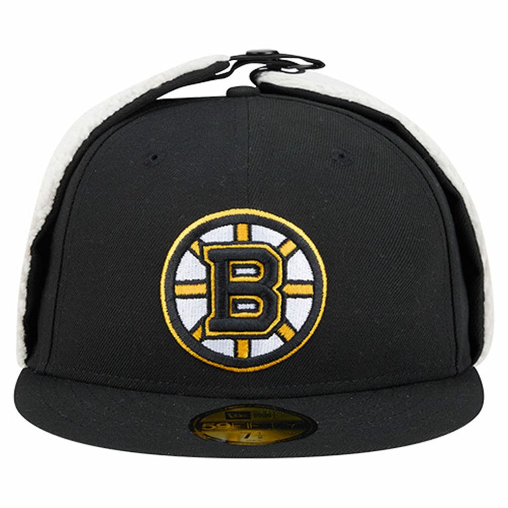 Boston Bruins New Era Injection Dog Ear Classic Fitted Hat Black