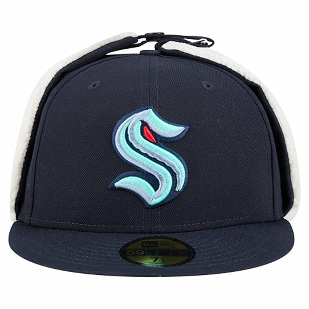 Seattle Kraken New Era Injection Dog Ear Classic Fitted Hat Deep Sea Blue