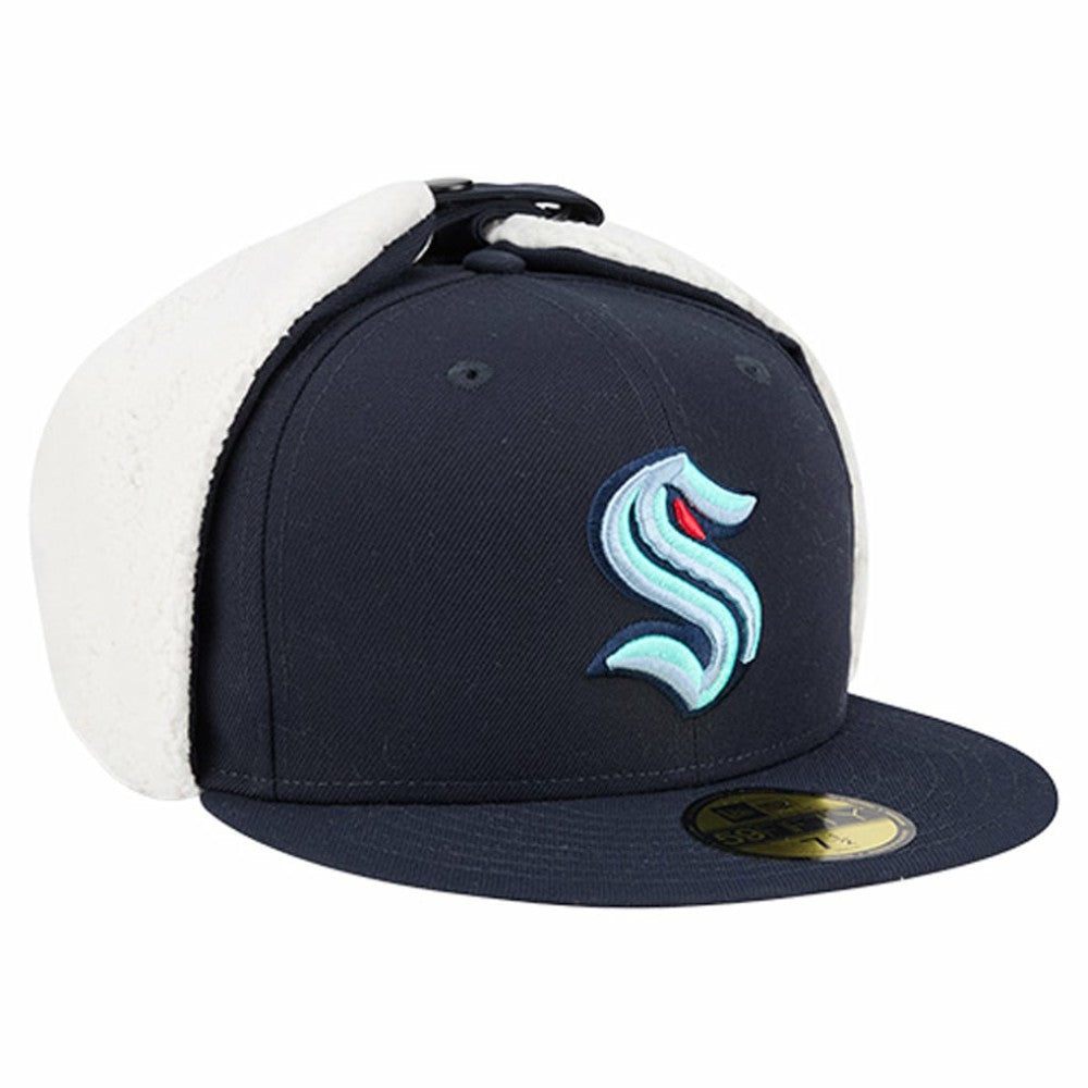 Seattle Kraken New Era Injection Dog Ear Classic Fitted Hat Deep Sea Blue