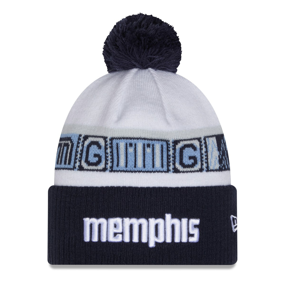 Memphis Grizzlies 2025/26 City Edition Cuffed Knit Hat with Pom - Navy/White | New Era cheap