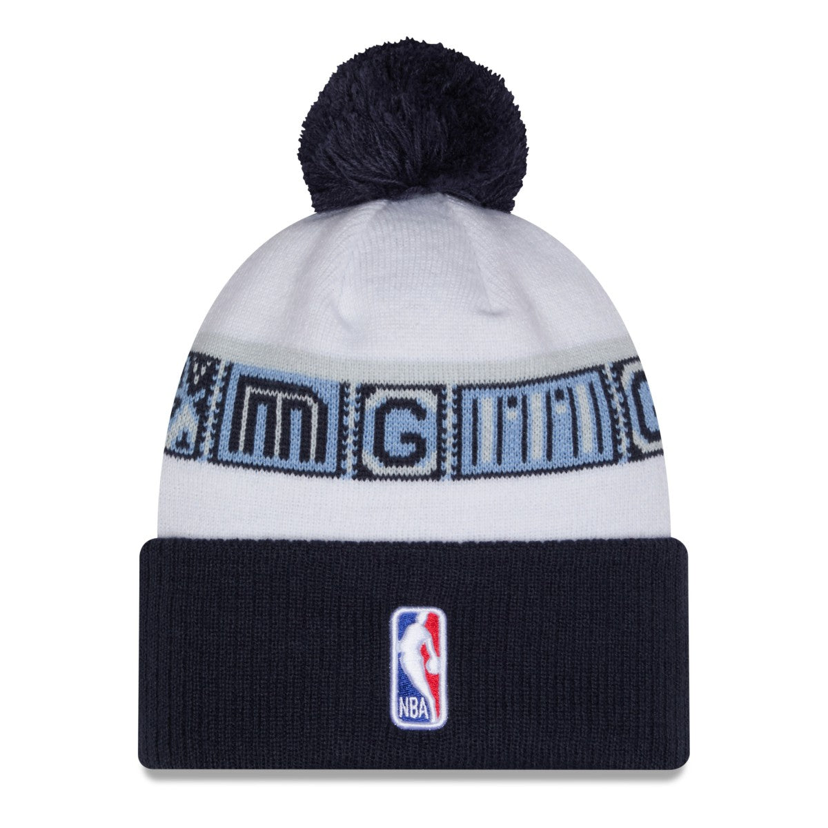 Memphis Grizzlies 2025/26 City Edition Cuffed Knit Hat with Pom - Navy/White | New Era cheap