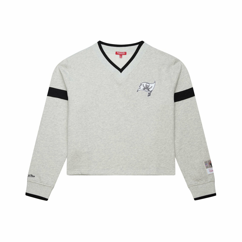 Tampa Bay Buccaneers Women's Cropped V-Neck Sweatshirt - Gray on sale