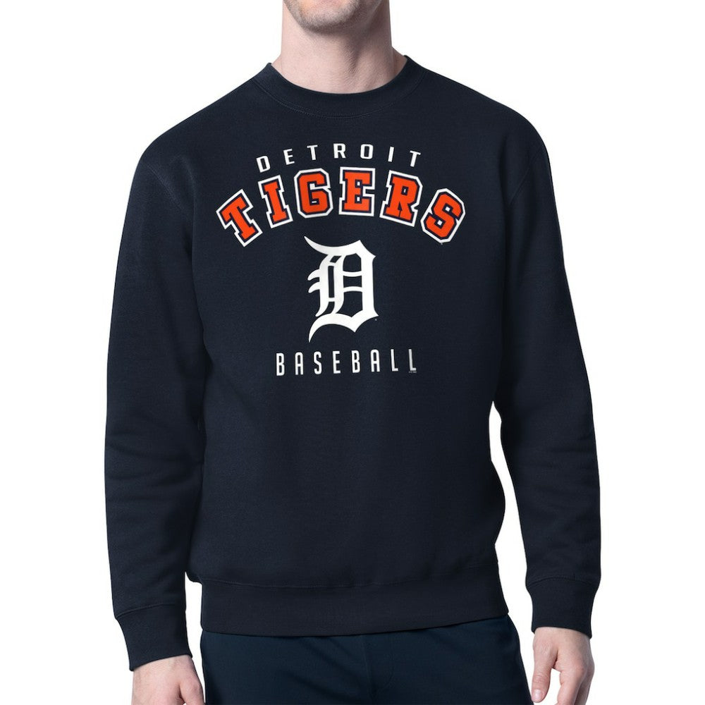 Detroit Tigers Starter Team Logo Fleece Pullover Sweatshirt - Navy