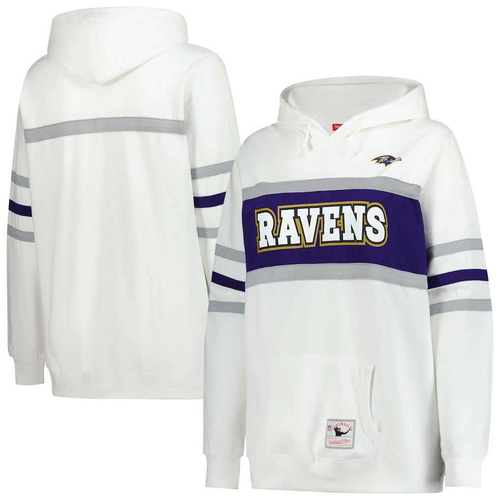 Baltimore Ravens Women's Plus Size Head Coach Throwback Pullover Hoodie - White cheap
