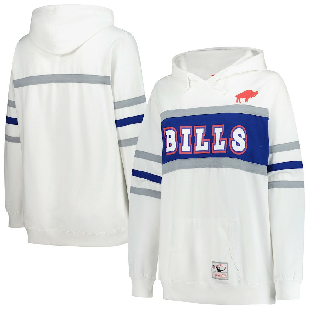 Buffalo Bills Women's Plus Size Head Coach Throwback Pullover Hoodie - White discount