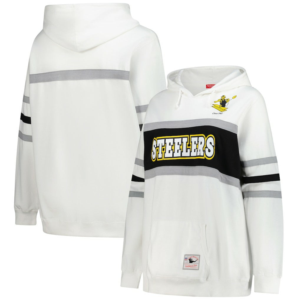 Pittsburgh Steelers Women's Plus Size Head Coach Throwback Pullover Hoodie - White for sale