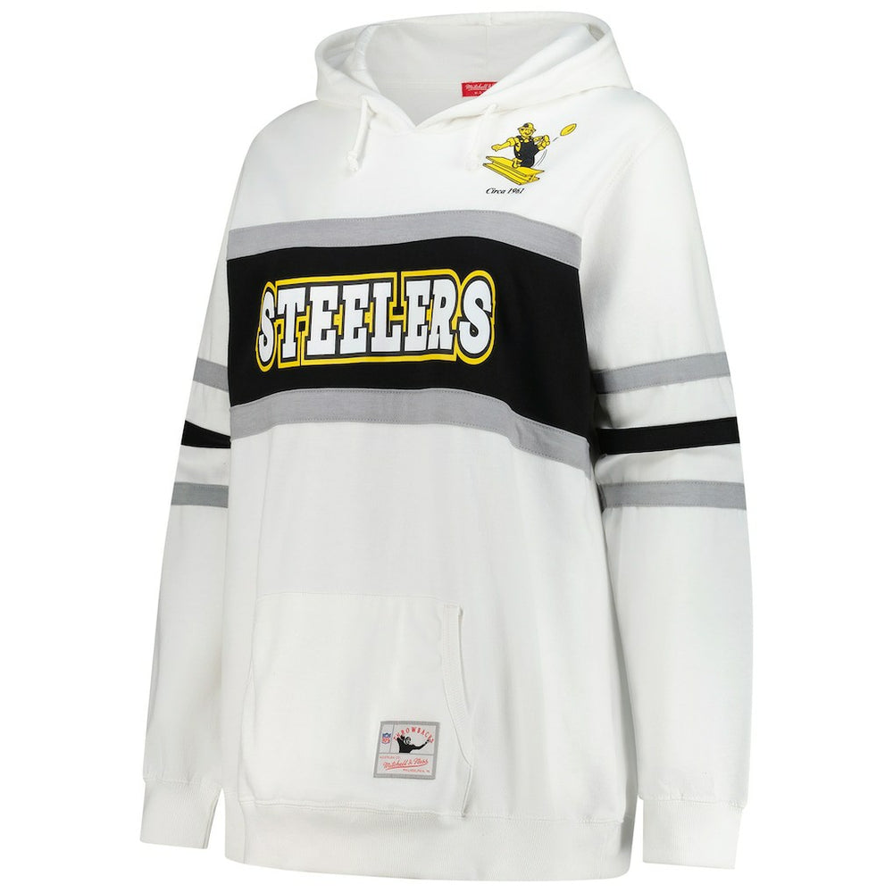 Pittsburgh Steelers Women's Plus Size Head Coach Throwback Pullover Hoodie - White for sale